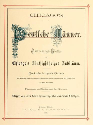 Chicago's Deutsche Männer by Emil Dietzsch cover