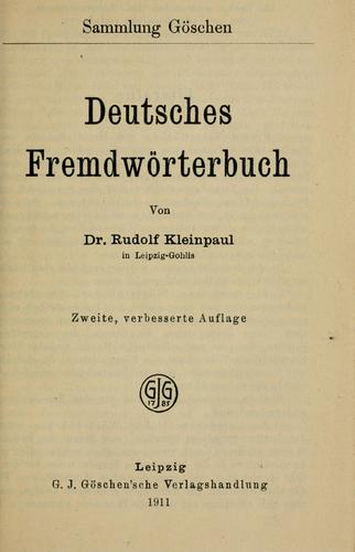 Deutsches Fremdwörterbuch von Dr. Rudolf Kleinpaul by Rudolf Kleinpaul cover