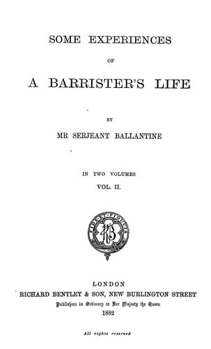 Some experiences of a barrister's life
