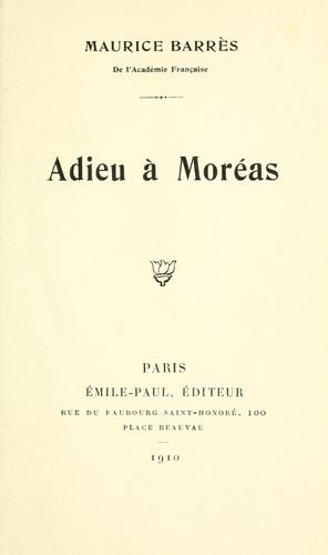 Adieu à Moréas by Maurice Barrès cover