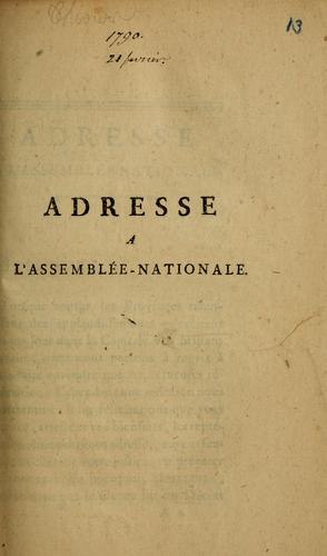 Adresse a l'Assemblée nationale by Thiviers (France) cover