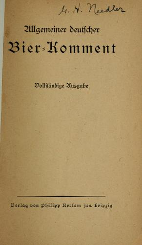 Allgemeiner deutsche Bier-Comment by  cover