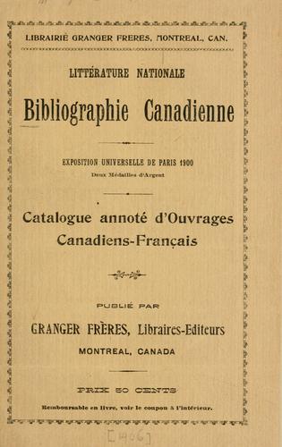 Bibliographie canadienne by Granger frères, Montreal cover