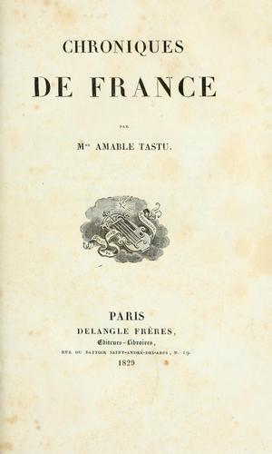 Chroniques de France by Amable Tastu cover