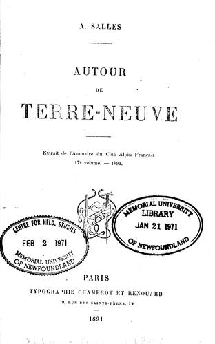 Autour de Terre-Neuve by A. Salles cover