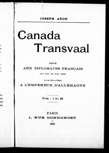 Canada / Transvaal by Joseph Aron cover