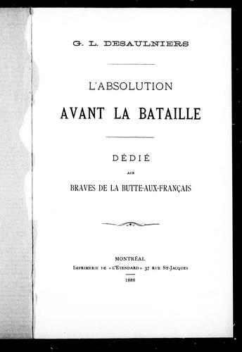 L' absolution avant la bataille by Gonzalve Desaulniers cover