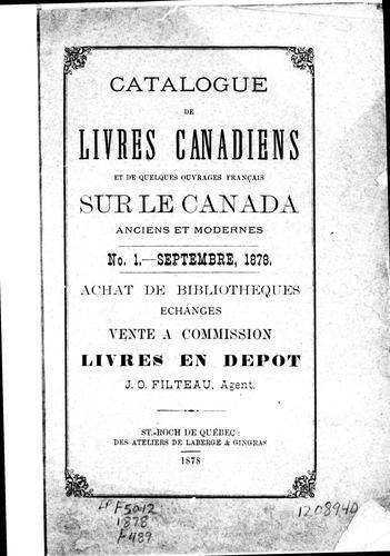 Catalogue de livres canadiens et de quelques ouvrages français sur le Canada anciens et modernes by J. O. Filteau cover