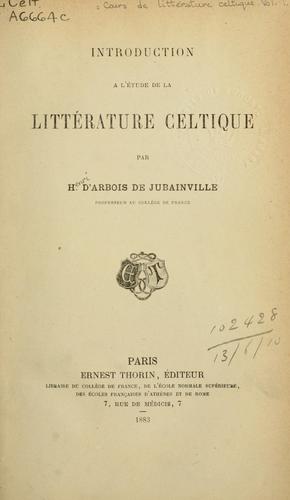 Cours de littérature celtique by H. d' Arbois de Jubainville cover