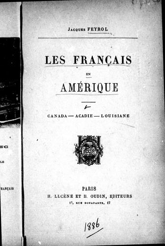 Les Français en Amérique by Jacques Feyrol cover