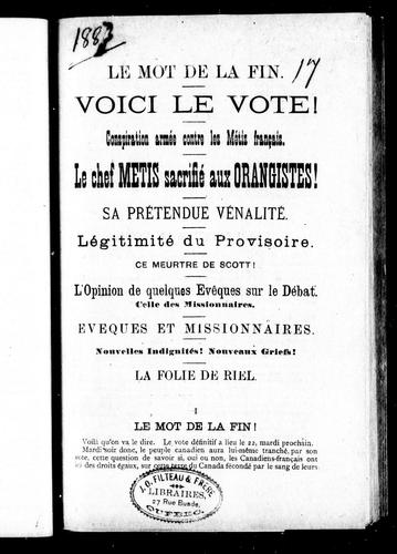 Le Mot de la fin, voici le vote! by  cover
