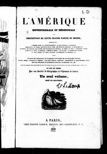 L'Amérique septentrionale et méridionale ou Description de cette grande partie du monde by  cover