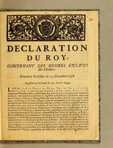 Declaration du Roy by France cover