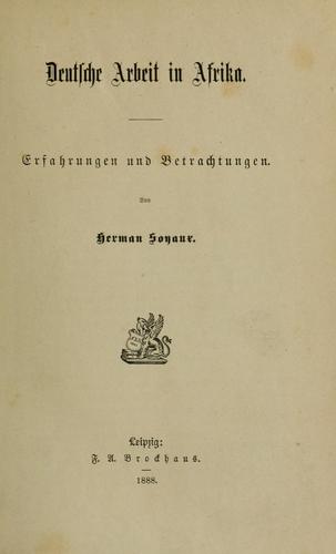 Deutsche Arbeit in Afrika by Herman Soyaux cover
