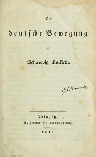 Deutsche Bewegung in Schleswig-Holstein by  cover