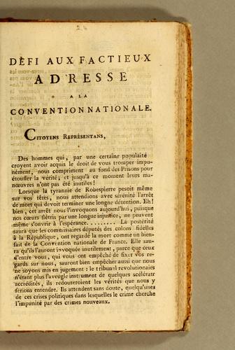 Défi aux factieux adresse à la Convention nationale