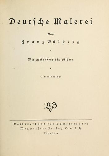 Deutsche Malerei by Franz Dülberg cover