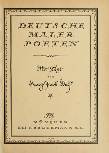 Deutsche Maler-Poeten by Wolf, Georg Jacob cover