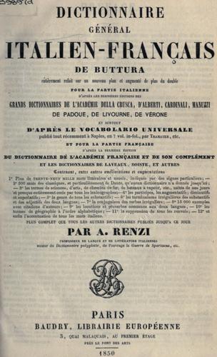 Dictionnaire général Italien-Francais refait ... by Antonio Buttura cover