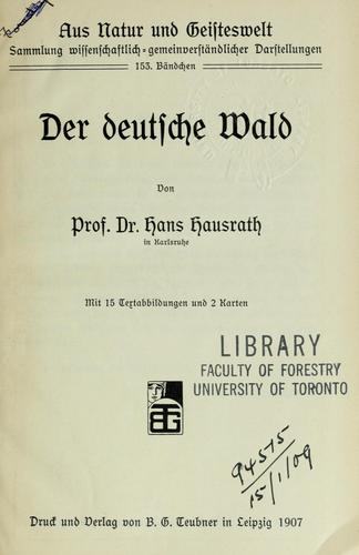 Der deutsche Wald by Hans Hausrath cover