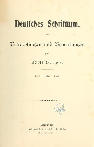 Deutsches Schrifttum by Bartels, Adolf cover