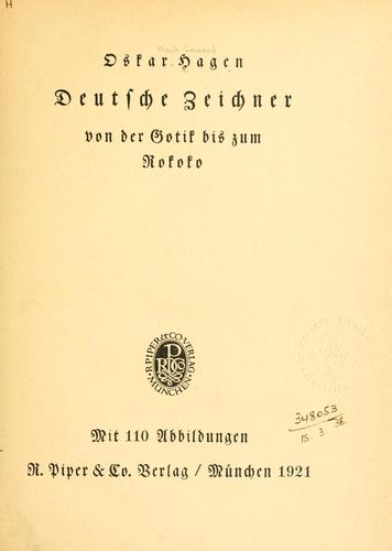 Deutsche Zeichner von der Gotik bis zum Rokoko by Oskar Frank Leonard Hagen cover