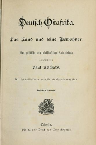 Deutsch-Ostrafrika by Paul Reichard cover