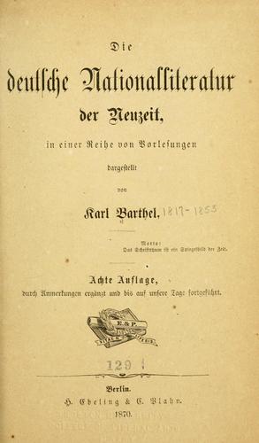 Die deutsche Nationalliteratur der Neuzeit by Karl Barthel cover