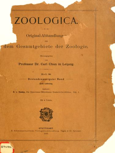 Die Süsswasser-Mikrofauna Deutsch-Ost-Afrikas by Eugen v. Daday cover