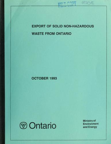 Export of solid non-hazardous waste from Ontario