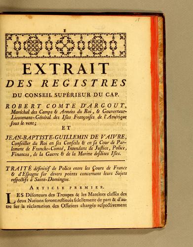Extrait des registres du Conseil superieur du Cap by Cap-Français (Haiti). Conseil supérieur cover