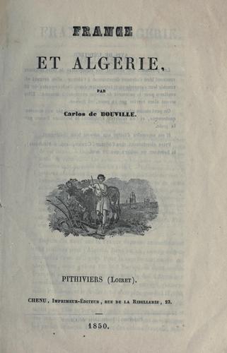 France et Algérie by Carlos de Bouville cover