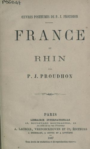 France et Rhin by P.-J Proudhon cover