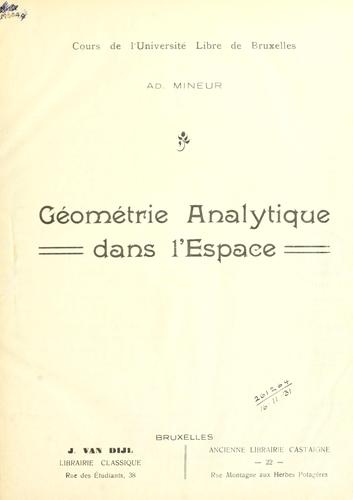 Géométrie analytique dans l'espace