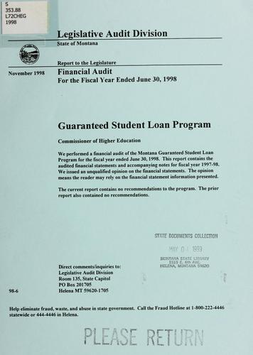 Guaranteed Student Loan Program, Commissioner of Higher Education financial audit for the fiscal year ended ..