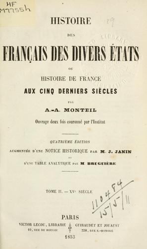 Histoire des français des divers états by Amans Alexis Monteil cover