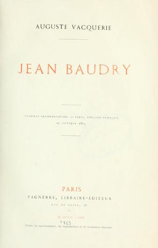 Jean Baudry by Auguste Vacquerie cover