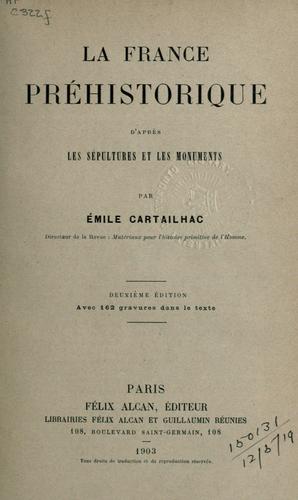 La France préhistorique by Émile Cartailhac cover