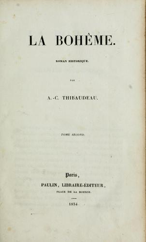 La Bohême by Thibaudeau, Antoine-Claire comte cover