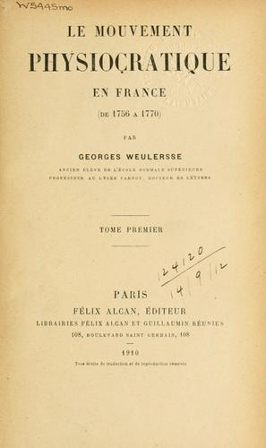 Le mouvement physiocratique en France by Georges Weulersse cover