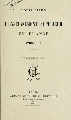 L' enseignement superieur en France by Louis Liard cover