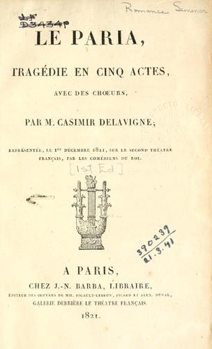 Le paria by Casimir Delavigne cover