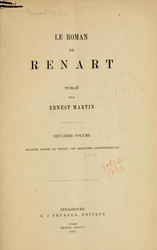 Le Roman de Renart, publié par Ernest Martin by Ernst Eduard Martin cover
