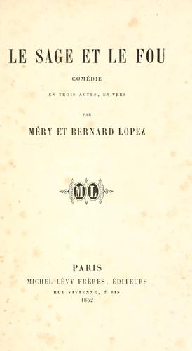 Le sage et le fou by Joseph Méry cover