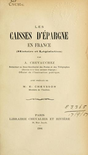 Les caisses d'épargne en France by A. Chevauchez cover