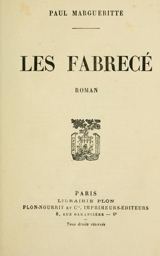 Les Fabrecé by Paul Margueritte cover