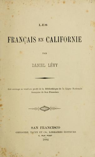 Les Français en Californie by Daniel Levy cover