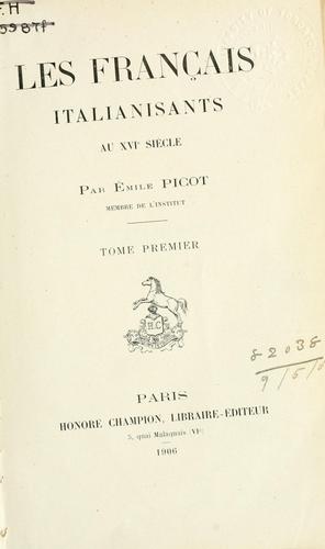 Les Français italianisants au 16ıe siıecle by Émile Picot cover