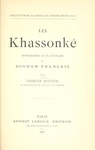 Les Khassonké by Charles Monteil cover