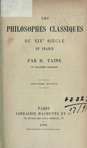 Les philosophes classiques du XIXe siècle en France